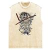 Camiseta sem mangas Branded Warriors Sword Style Legendary Vintage Old Loose Washed Batik