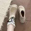 Botas de Nieve Retro de Suela Gruesa para Aumentar Altura para Mujer 2025 Otoño e Invierno Nuevas Botas Cortas Delgadas y Versátiles para Mujer