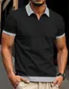 Camisa Polo Casual de Waffle Masculina para Primavera e Verão Estilo Europeu e Americano Nova Camiseta de Manga Curta com Zíper e Color Block Transfronteiriça da Amazon