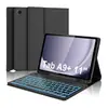 Adequado para Capa de Couro com Teclado Bluetooth para Samsung Tab A9Plus A11+ Teclado com Sucção Magnética com Slot para Caneta e Teclado Touch com Retroiluminação de Sete Cores