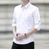 Camisa branca clássica masculina de manga comprida, nova camisa casual de negócios plus size, estilo coreano, slim, para trabalho