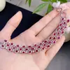 Ventas Directas de Fábrica, Superventas Transfronterizos Pulsera de Rubí con Piedra Principal de 3x4 Mm El Cristal es Transparente y el Rubí es Vibrante.