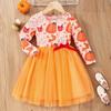 Halloween nuevo otoño manga larga niños doble malla vestido transfronterizo para una generación de pelo