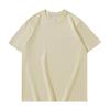 Camiseta de algodón grueso de 250 g con cuello redondo, holgada, opaca, con estampado de cabello y logotipo, camiseta publicitaria de manga corta con cuello redondo.