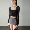 Blusa de Malha Leve Xale Curto Feminino Esporte Dança Empilhada Roupa Protetora Solar Camisa de Ar Condicionado Externa