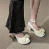 Zapatos de cuero grueso Mary Jane para mujer, primavera y verano 2025, nuevos zapatos de cuero de tacón alto retro con lazo de nicho.