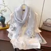 Bufanda de Seda Bordada de Lujo para Mujer, Chal Delgado de Primavera y Otoño, Bufanda Bordada Elegante y de Moda, Estilo Versátil