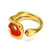 Anillo de estilo francés con diseño cóncavo-convexo irregular con gotas de aceite, de acero de titanio de alta calidad y oro de 18 quilates.