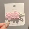 Presilha de cabelo flor de cerejeira em gelatina, presilha bico de pato doce e fofa, presilha lateral para meninas, para arrumar a franja, acessório de cabelo para estudantes