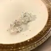 Agulha de prata S925 brincos de argola lisa exagerados europeus e americanos femininos brincos de alta qualidade que afinam o rosto redondo brincos da moda personalidade que combinam com tudo