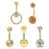 Atacado Transfronteiriço Combinação de 5 Peças Galvanoplastia de Aço Inoxidável Zircônia de 5 Cores Joias para Piercing Corporal Anel de Umbigo Clavo de Umbigo