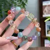 Pulseira de Cristal Natural Estilo Wang Sulong, Série de Cores Dopamina de Alto Padrão para Atrair Riqueza e Boa Sorte, Pulseira Elegante com Múltiplos Tesouros
