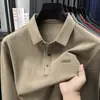 Camisa polo masculina de manga comprida transfronteiriça, novo estilo casual de negócios primavera/outono, macia e amiga da pele