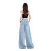 Venda Direta da Fábrica Calça Jeans Azul Claro Streetwear Lavada Fresca Leve Respirável Comprimento Total Versátil Jeans Wide-Leg Peça Única Dropshipping