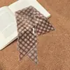 Lenço de Seda com Tela Xadrez Estilo Coreano para Mulheres, Lenço Longo para Pescoço, Cinto com Atmosfera Única, Corda para Cintura, Acessórios de Tiara