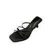 Zapatos de Verano Abiertos con Tacón de Aguja, Puntas Cuadradas, Tiras Cruzadas, Pantuflas Versátiles para Mujer, 2025