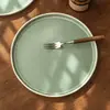 Prato Verde Matcha para Uso Doméstico, Prato de Cerâmica de Alta Qualidade, Prato de Refeição, Prato de Sobremesa, Louça Redonda para Restaurante, Pratos de Banquete para Atacado