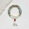 [Rima Antigua Qingyun] Pulsera de Doble Capa con Perlas Beige Estilo Chino Nuevo para Mujer Exquisito Diseño Étnico de Nicho Lujo Ligero