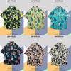 Camisa Floral de Férias na Praia Masculina de Manga Curta Ins Bonita Havaiana Casal Camisa Solta de Manga Curta Meia Manga para Praia