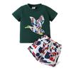 Primavera y verano 2025 nuevo traje para bebé niño camiseta de manga corta con bordado de parche de ganso grande pantalones cortos casuales
