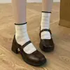 Zapatos de cuero estilo JK para mujer, nuevo modelo de otoño 2026, hebilla de una tira, estilo de noche, tacón grueso, zapatos de salón, zapatos Mary Jane franceses