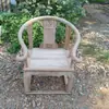 Silla de madera maciza en bruto blanca Silla circular de Nanmu silla antigua de Gran Tutor ensamblaje de espiga y mortaja suelta silla de respaldo silla sombrero de oficial silla de comedor