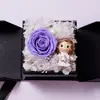 Caixa de Presente de Luxo com Flores Preservadas Transfronteiriça, Caixa de Joias Dupla Porta Estilo Gaveta com Flor de Rosa, Presente de Dia dos Namorados e Dia das Mães