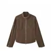 Chaqueta Casual Nueva para Hombre 2026, Estilo Vintage, Marca de Moda, Cuello Alto, Chaqueta Abrigo Juvenil de Gamuza