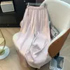 Calça Reta de Cetim de Seda Fluida de Verão para Mulheres 2026 Nova Elástica de Cintura Alta Emagrecedora Novo Estilo Calça para Mãe de Meia-Idade