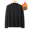 Nova Camisa Base de Veludo Alemão para Homens no Inverno com Forro de Lã Tamanho Grande Manga Longa Camiseta Casaco de Outono com Camiseta Interna Camisa Base Quente