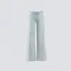 YECHUAN # Jeans acampanados de pierna ancha estrecha color azul claro estilo americano para mujer, nueva colección de otoño, pantalones rectos holgados de tiro bajo