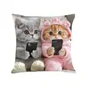 Capas de Almofada de Animais Fofos Novas Transfronteiriças para Usar com Celulares, Decorações de Festa de Gatos, Capas de Almofada de Sofá para Sala de Estar Atacado