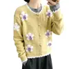 Cárdigan jacquard de alta gama con intrincado bordado floral estilo francés para mujer, otoño e invierno, abrigo de punto elegante, dulce y suave