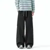Calça personalizada/forrada com fleece para outono e inverno, calça masculina impermeável para atividades ao ar livre, marca da moda, calça de trabalho reta folgada, estilo grosso