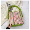 Bolso de Mano Tejido a Rayas Colorido de Verano para Mujer Modelo 2026 Bolso Cuadrado Pequeño Simple de Verano Bolso de Hombro de Moda