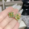 Versa Pendientes de Botón Doble Flor Ópera Italiana Buqilla Encaje de Esmalte de Color Diamante Trébol Anillo Abierto