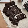 Calcetines Fair Isle para Niñas Calcetines Gruesos de Invierno Nuevos de Otoño/Invierno para Niños Calcetines Cálidos de Media Pantorrilla Estilo Retro para Niñas Estudiantes Calcetines de Algodón