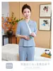 Centro de Saúde e Bem-Estar Massagem Loja de Spa para Pés Técnico Terno Elegante de Manga Média Banho de Pés Roupa de Spa Outono/Inverno Salão de Beleza Uniforme de Trabalho Feminino