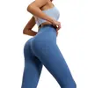 Calça Yoga Feminina Juyitang Nova Brocado Dupla Face Costas Lisas Toque Nu Esportiva Fitness Levanta Bumbum Cintura Alta