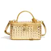Bolsa Caixa de Luxo Estilo Chanel, Nova Bolsa de Mão para Maquiagem, Bolsa Trançada da Moda, Bolsa Quadrada Pequena de Ombro Único e Transversal Feminina