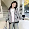 Sudadera con capucha estilo coreano para niña de otoño, cárdigan holgado con cremallera para primavera y otoño, chaqueta casual estilo preppy con estampado de estrellas para niños mayores