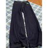 Calça Jeans Larga Solta Feminina Alta 2024 Azul Escuro Estilo Coreano Cintura Alta Calça Mop Feminina Nova Roupa Exterior