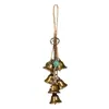 1 Pieza Carrillón de Viento Retro de Bronce Cuerda de Cáñamo Campana Decoración Colgante Puerta y Ventana del Hogar Transfronteriza Buena Suerte Carrillón de Viento de Bruja Manija de Puerta