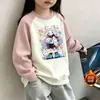 Sudadera de Dibujos Animados para Niños 2026 Otoño/Invierno Nuevo Estilo Sudadera de Algodón con Cuello Solapa para Niñas Pulóver Moderno Camiseta Básica para Niños Mayores