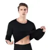 Conjunto de roupa íntima de cor sólida com gola redonda outono e inverno gola média masculina roupas quentes de outono calças de outono preço baixo escovado adicionado veludo espessado escovado