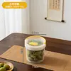 Contenedor de plástico transparente redondo BNBSR con asa, sello hermético, apto para almacenar aceitunas y otros alimentos en conserva