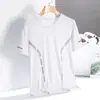 Camiseta Masculina de Manga Curta de Seda Gelada de Verão Fina de Secagem Rápida Malha Esportiva Fitness Top de Meia Manga Casual Elástico t Roupa de Verão