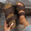 Sandalias informales de gran tamaño para mujer, estilo transfronterizo, estilo europeo y americano, nuevas sandalias cruzadas de suela gruesa y plana para comercio exterior, 2023