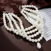 Joyería Transfronteriza Europea y Americana, Collares Geométricos de Perlas de Moda Personalizados de Nicho, Collares Simples de Múltiples Capas con Colgantes Irregulares de Perlas