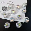 Anel Face de Zircônia Multicolor com Studs de Diamante Redondos Oito Furos Pulseira de Contas Feita à Mão DIY Colar Espaçador de Telefone Acessório Contas Céu Estrelado